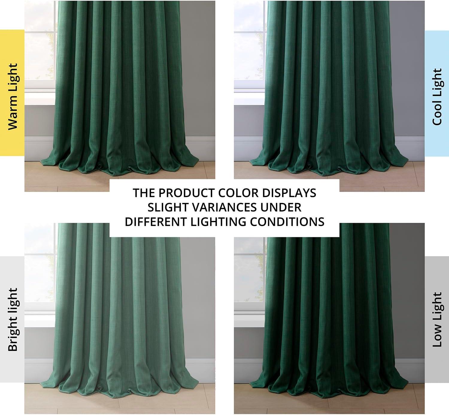 HPD Half Price Drapes Key Green Faux Linen Room Darkening Curtains for Bedroom & Living Room Curtains (1 Panel), Door & Window Curtains 84 inches long, Rod Pocket Curtains & Drapes, 50W X 84L