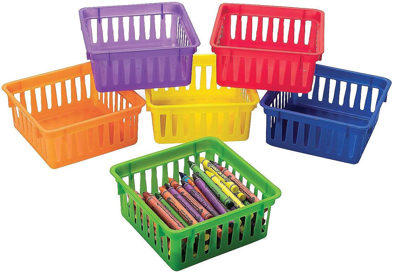 Colorful Square Plastic Classroom Storage Baskets - Set of 6