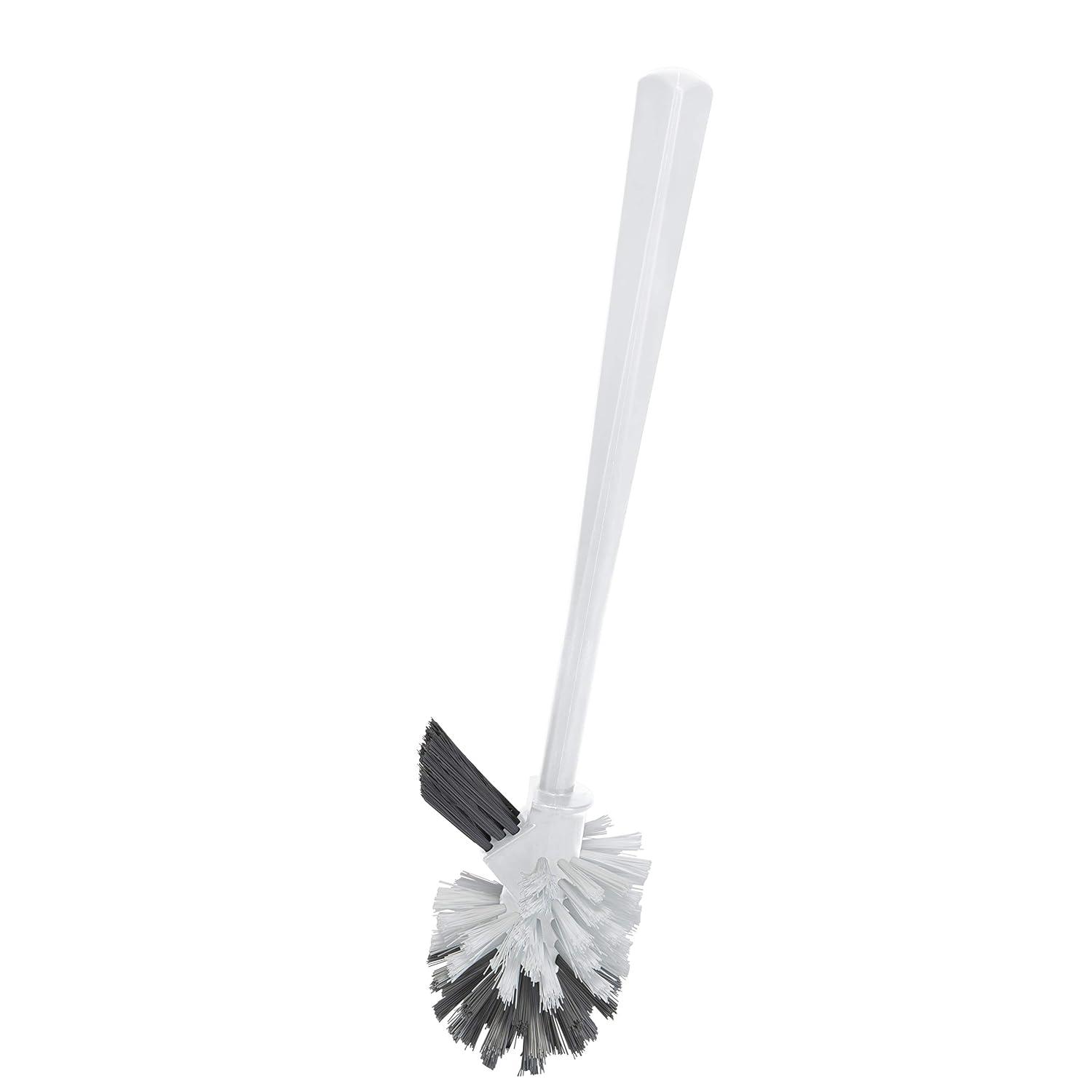 Bath Bliss Self Closing Lid Toilet Brush with Rim Scrubber in Sailor Knot Design, White