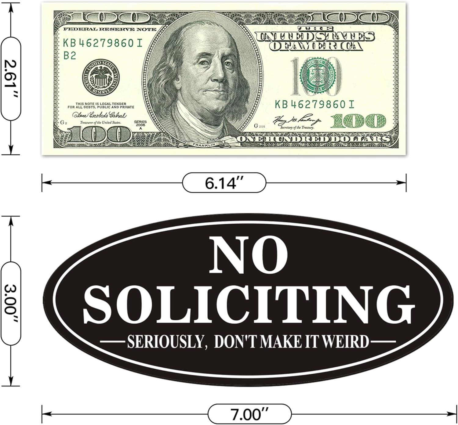 No Soliciting Sign, No Solicitors Sign for Front Door, 2 Pack Self-Adhesive Aluminum Metal No Solitation Do Not Knock or Ring Bell Sign, 7.0 x 3.0 inches Weather Resistant Signs for Home Doorbell Busi