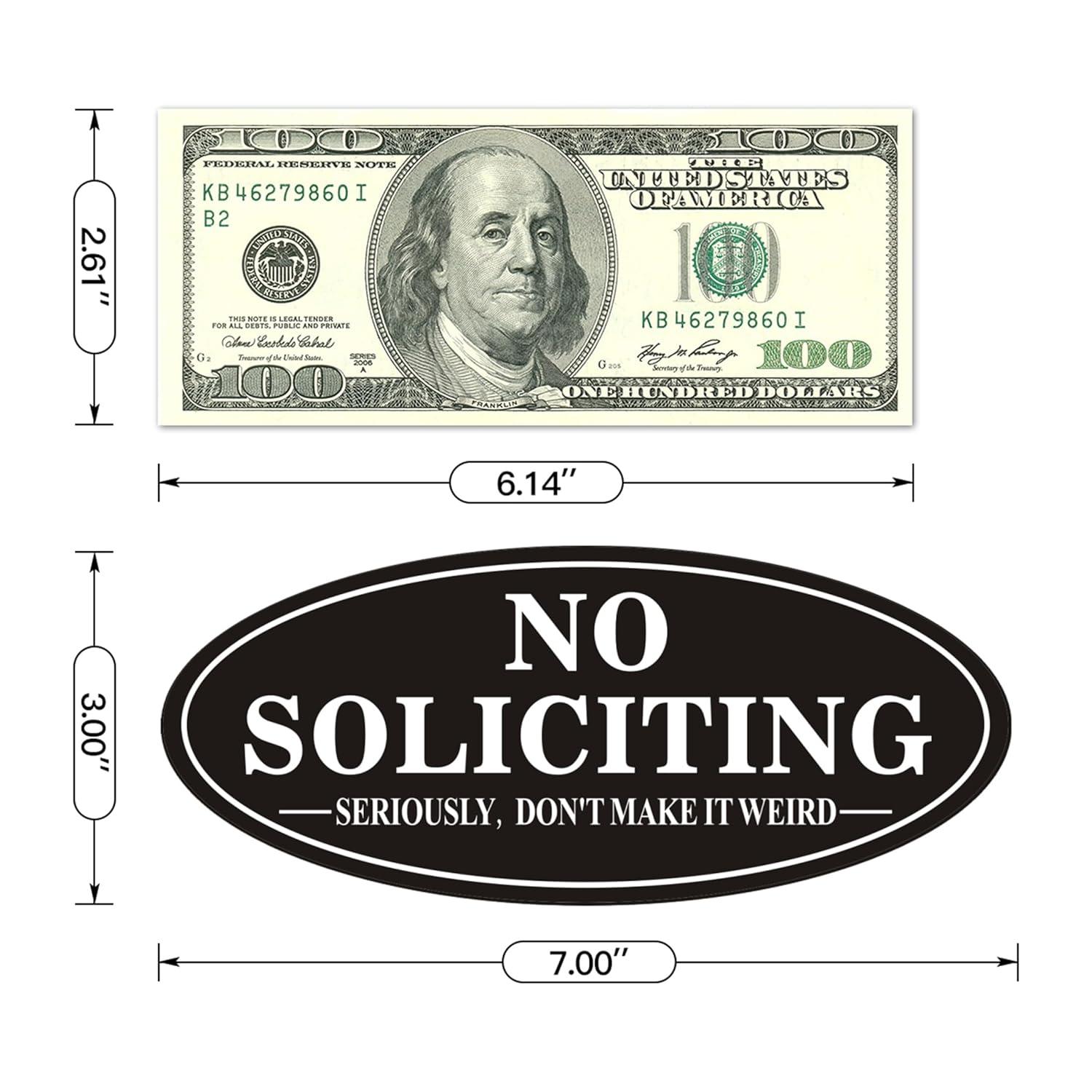 No Soliciting Sign For Front Door, (2 Pack) Self-Adhesive 7 x 3 Inches Seriously Don't Make it Weird Aluminum Metal Signs