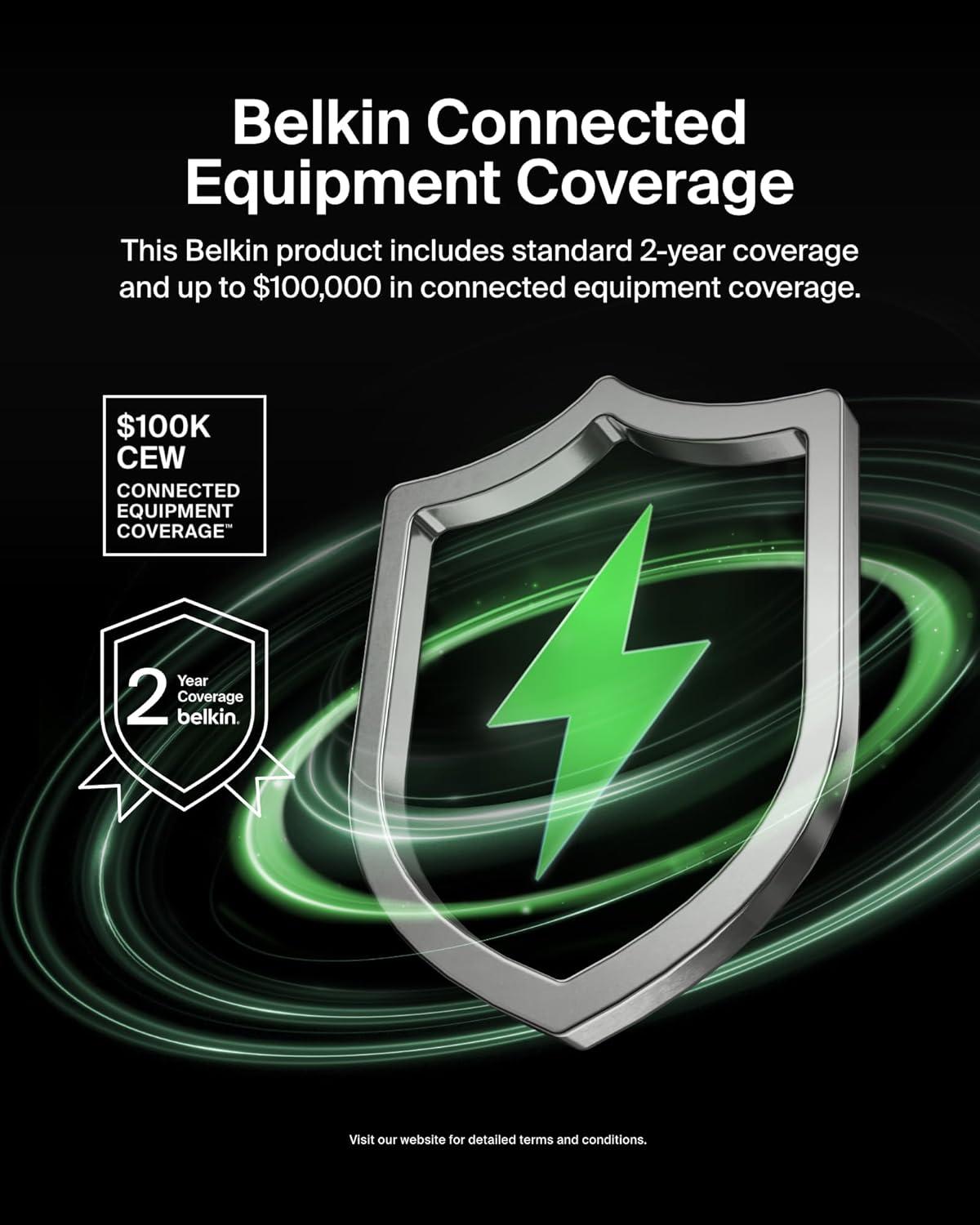 Belkin Home/Office Surge Protector, 7 AC Outlets, 6 ft Cord, 2,320 J, White