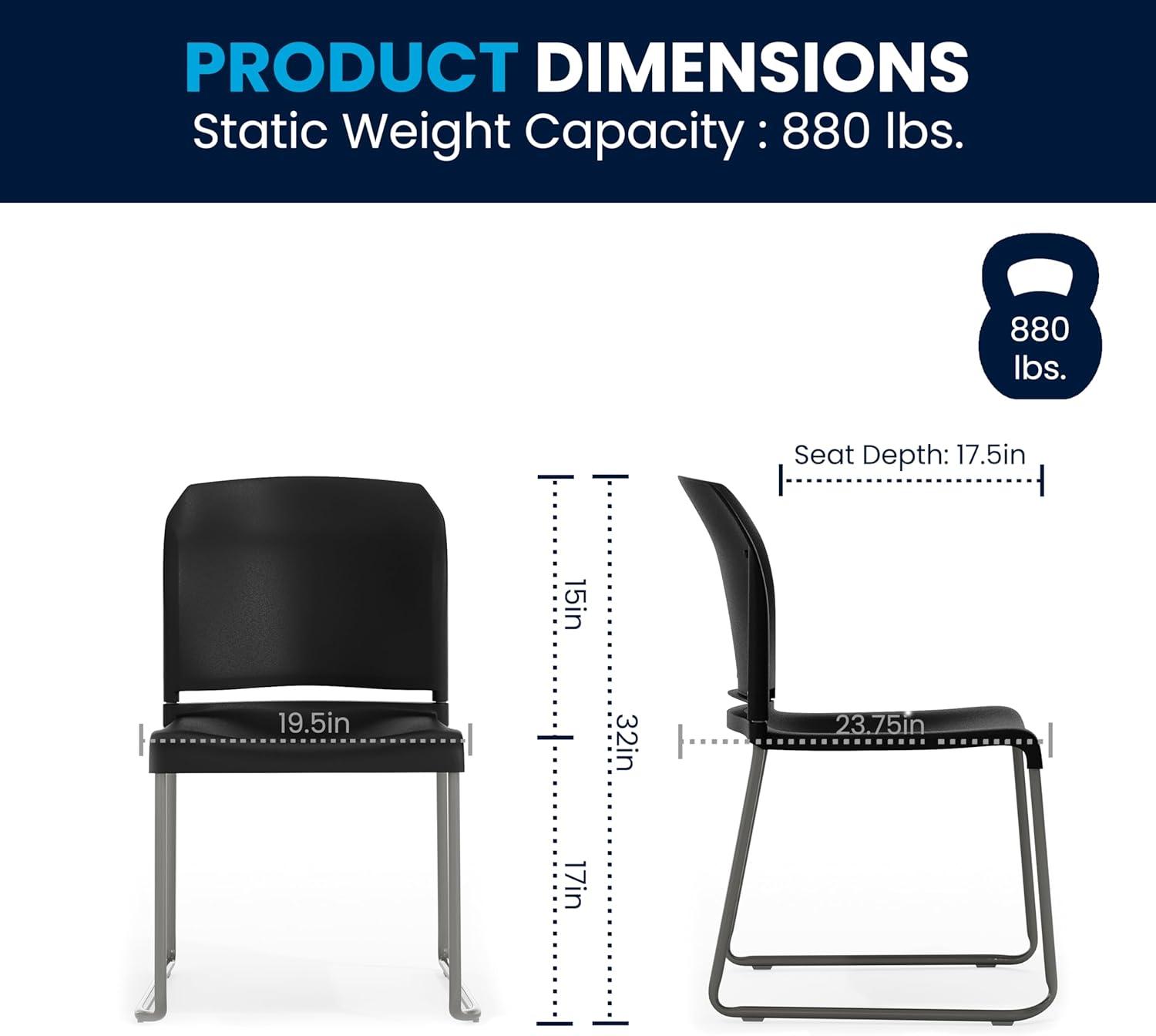 Flash Furniture Brielle Contoured Sled Base Stackable Waiting Room Chairs (Set of 5)