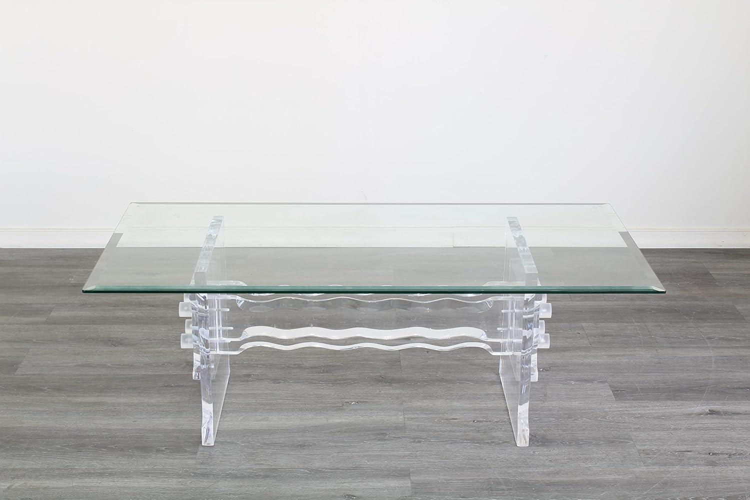 Elegant 36x60 Inch Clear Tempered Glass Tabletop with Polished Beveled Edges