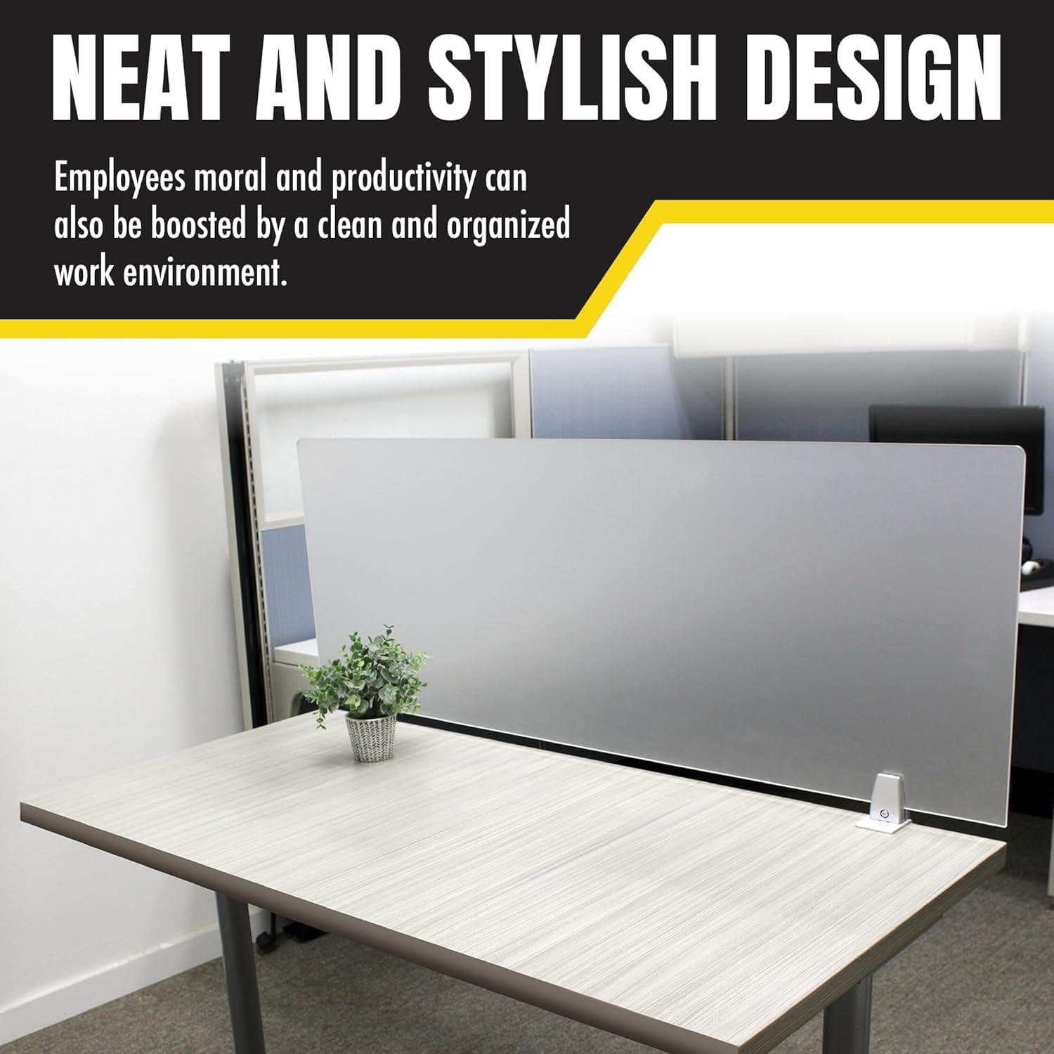 Frosted Acrylic Desk Mounted Privacy Screen with Aluminum Frame