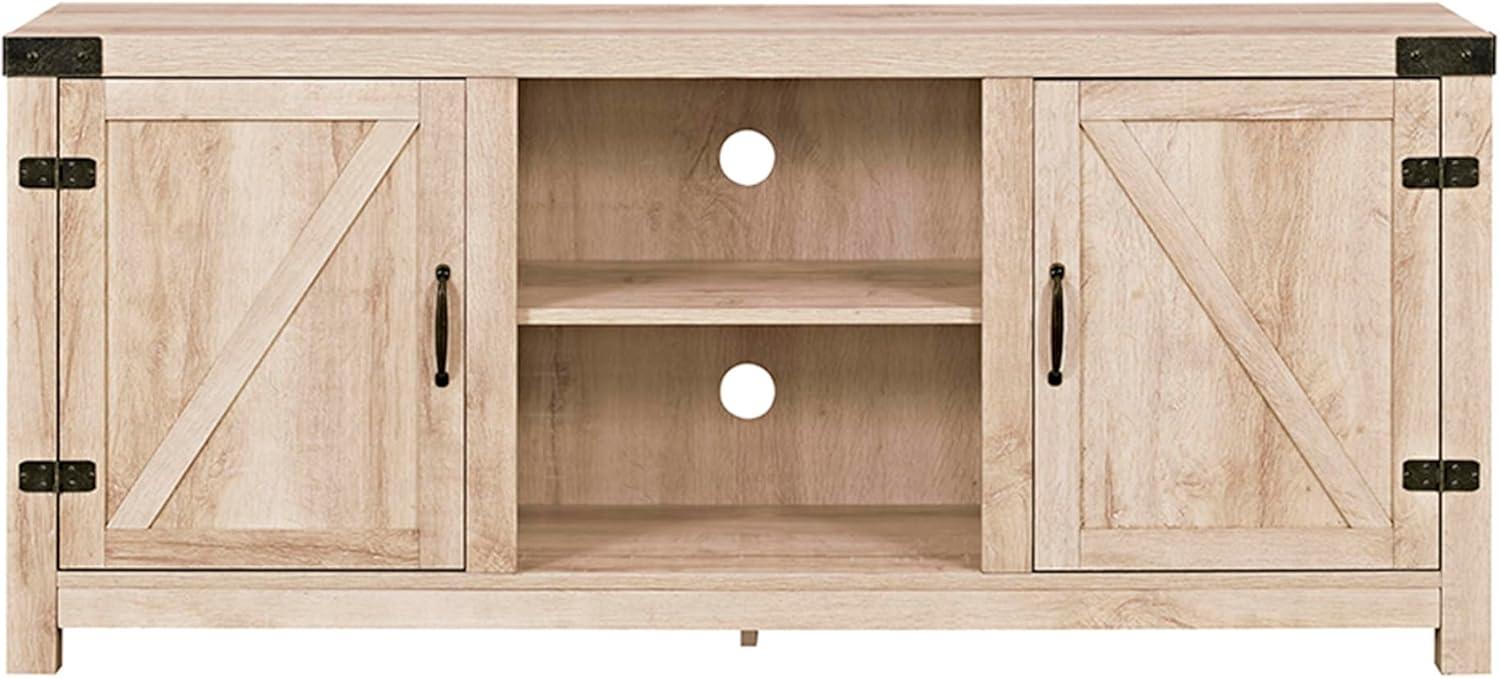 Walker Edison Classic White Oak 58" TV Stand with Cabinet