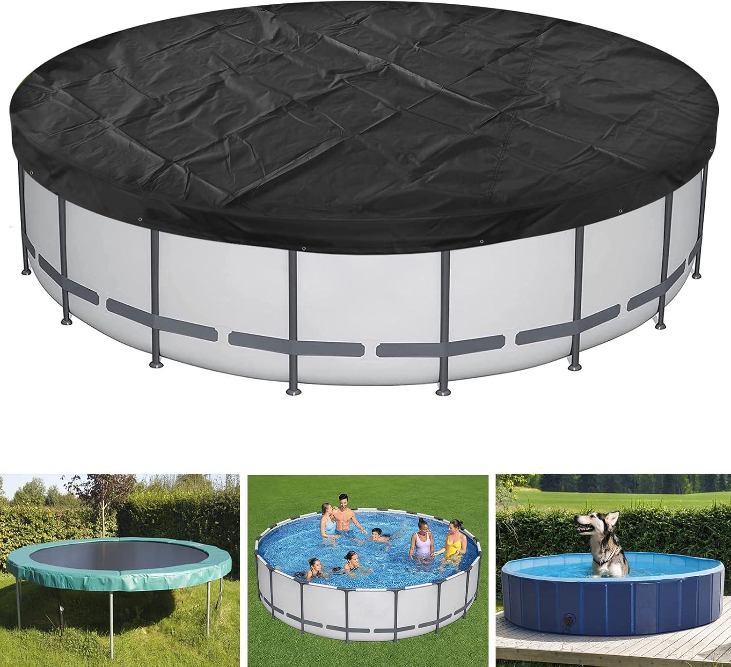 Miheo 15' UV Resistant Black Round Pool Cover for Above-Ground Pools