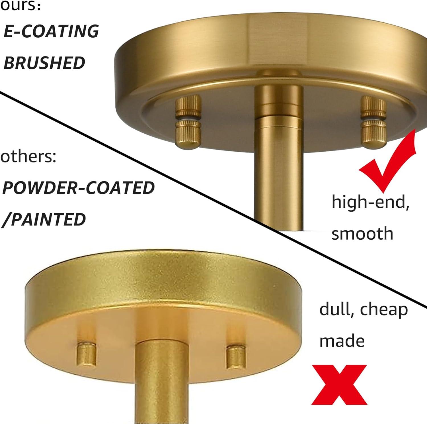 Claxy 15" Gold Semi Flush Mount LED Ceiling Light with Dual-Layer Drum Linen Shade