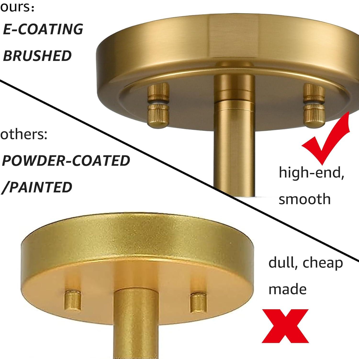 Claxy 15" Gold Semi Flush Mount LED Ceiling Light with Dual-Layer Drum Linen Shade