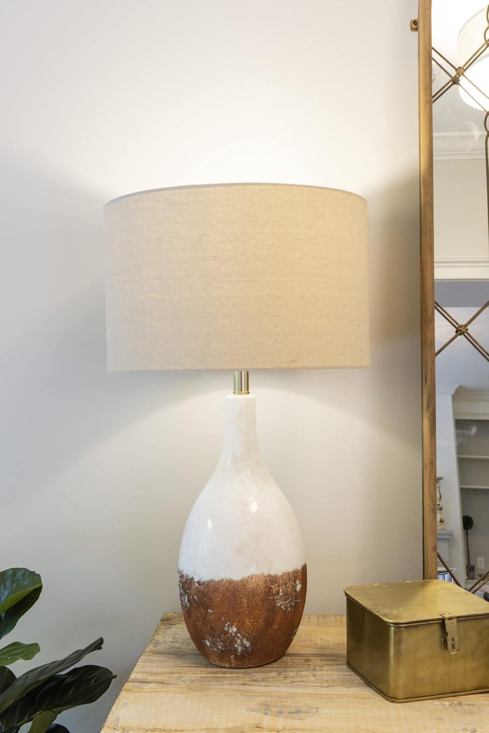 Desert Fields 2-Tone Ceramic Table Lamp with Linen Shade (Each one will vary)