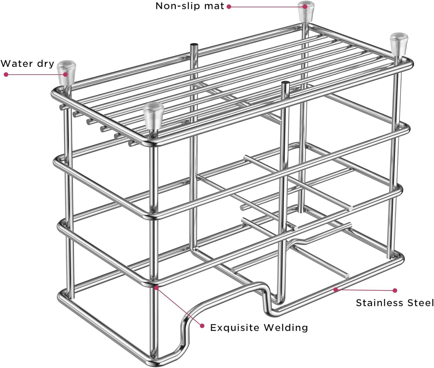 Small bathroom toothbrush holder, 5 compartments silver