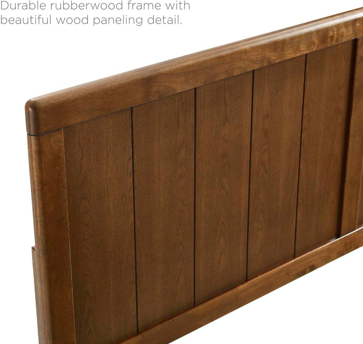 Robbie Walnut Wood King Headboard with Mid-Century Design