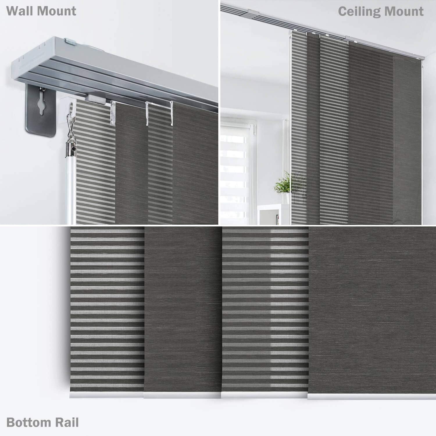 Adjustable Blackout Woven Fabric Panel Track Blinds, 45.8"-86" W x 96" H