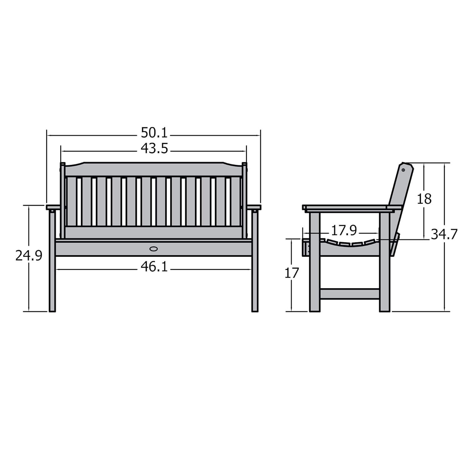 4' Lehigh Garden Bench White - highwood: Durable Poly Lumber, Fade-Resistant, 500lb Capacity