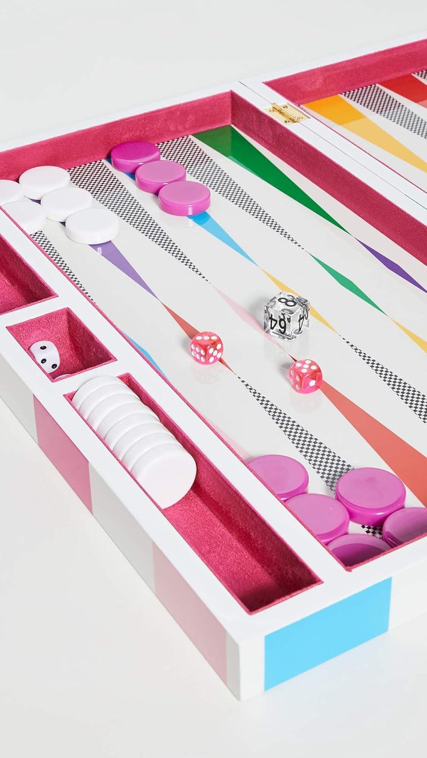 Colorful Acrylic and Velvet Checkerboard Backgammon Set