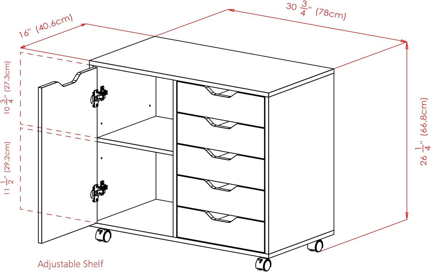 Halifax 5 Drawer 1 Side Cabinet - Winsome