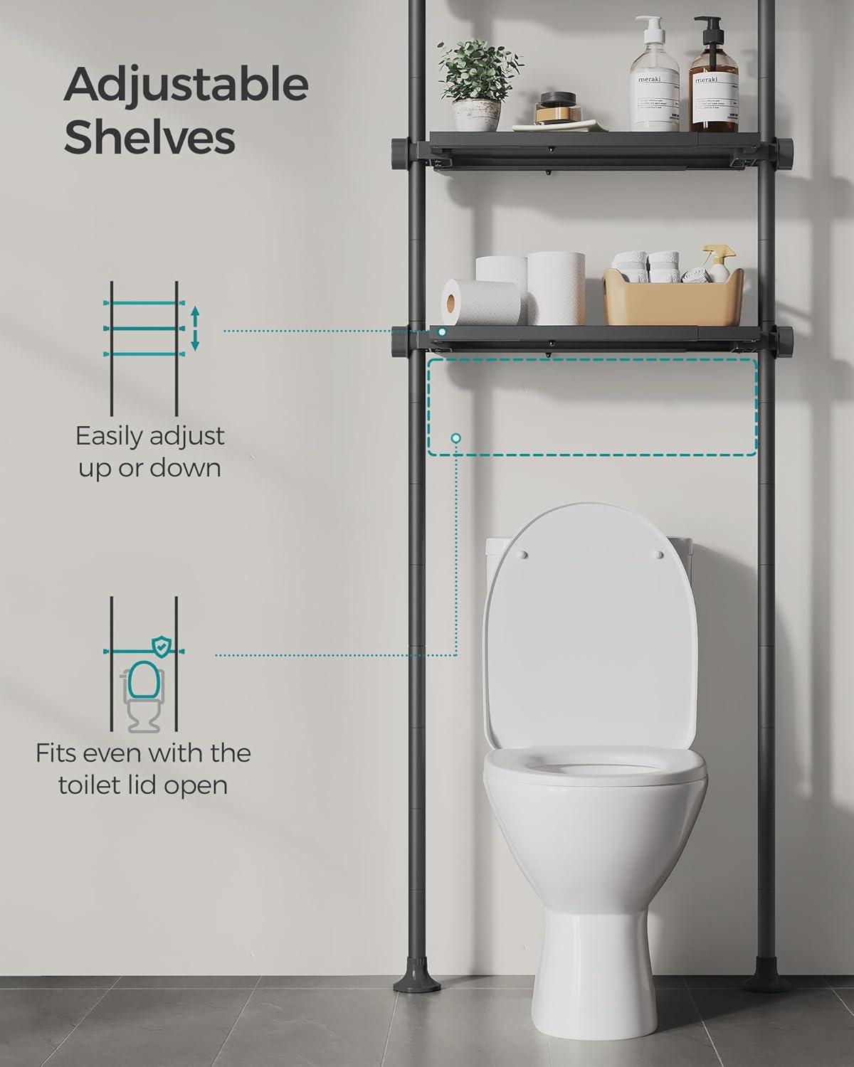 Ink Black Adjustable Over-the-Toilet 4-Tier Storage Shelf