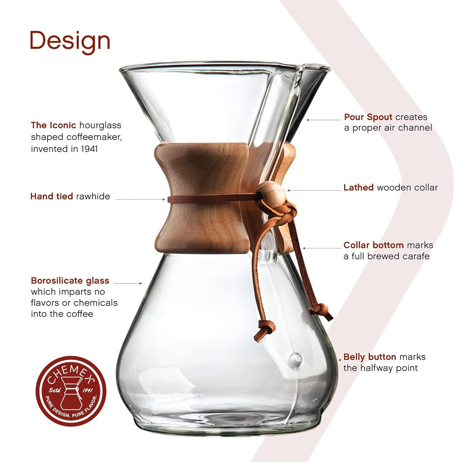 Chemex ® 8-Cup Glass Pour-Over Coffee Maker with Natural Wood Collar
