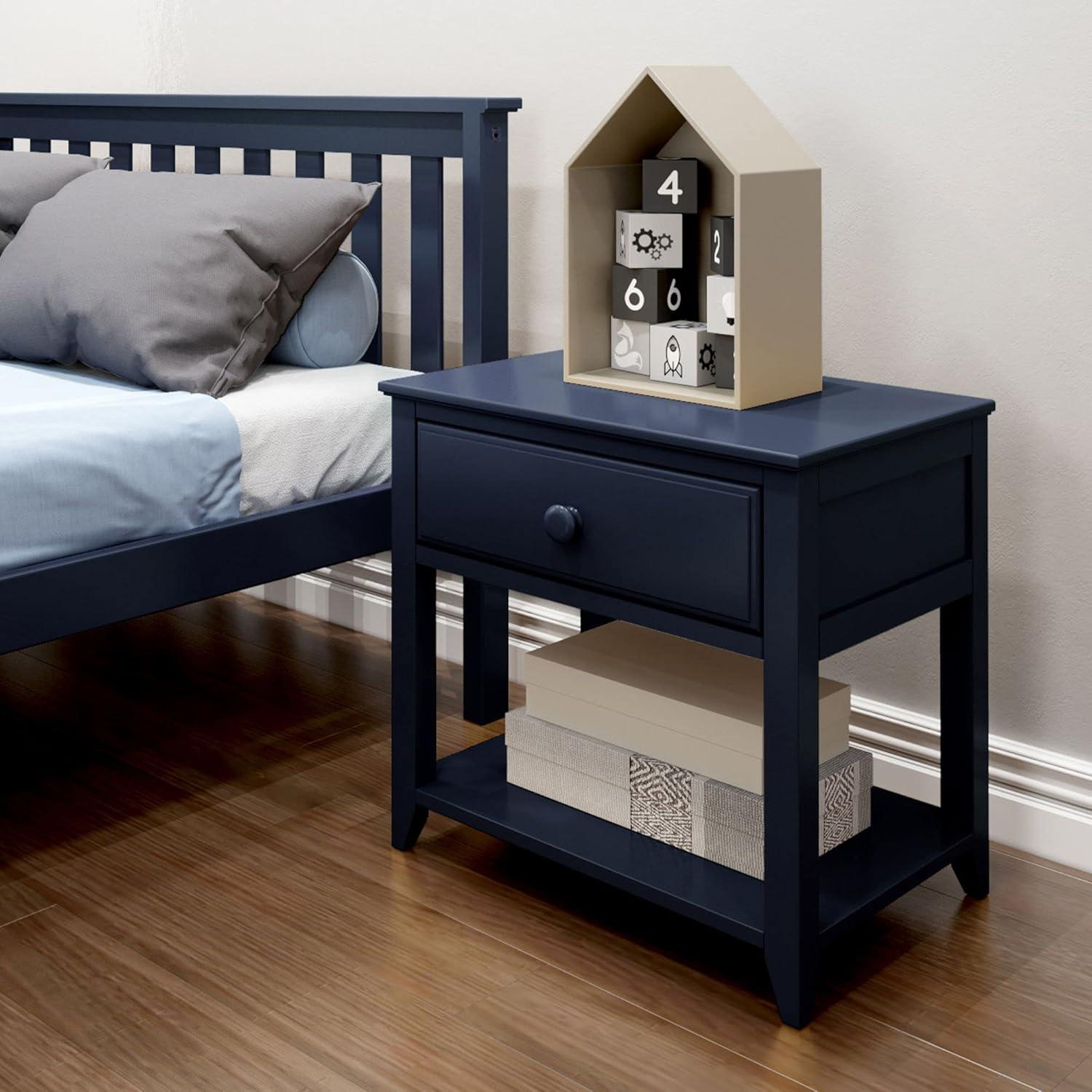 Max & Lily Nightstand with Storage Drawer, Small Solid Wood Bedside, Side Tables for Bedroom
