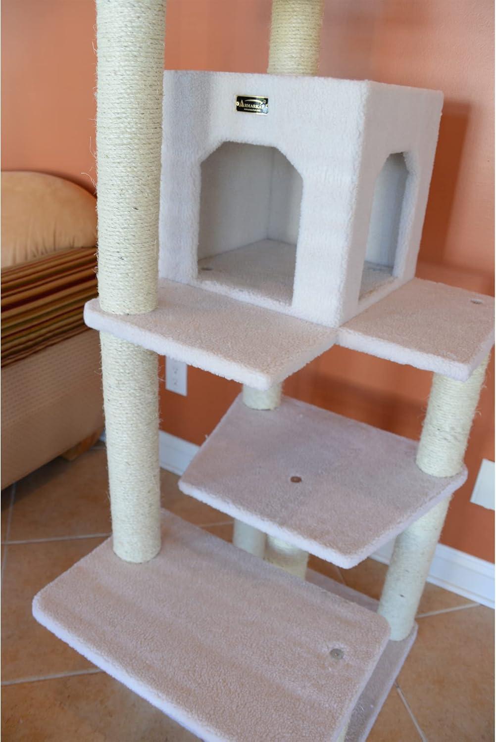 Armarkat 68-in Cat Tree & Condo Scratching Post Tower, Ivory