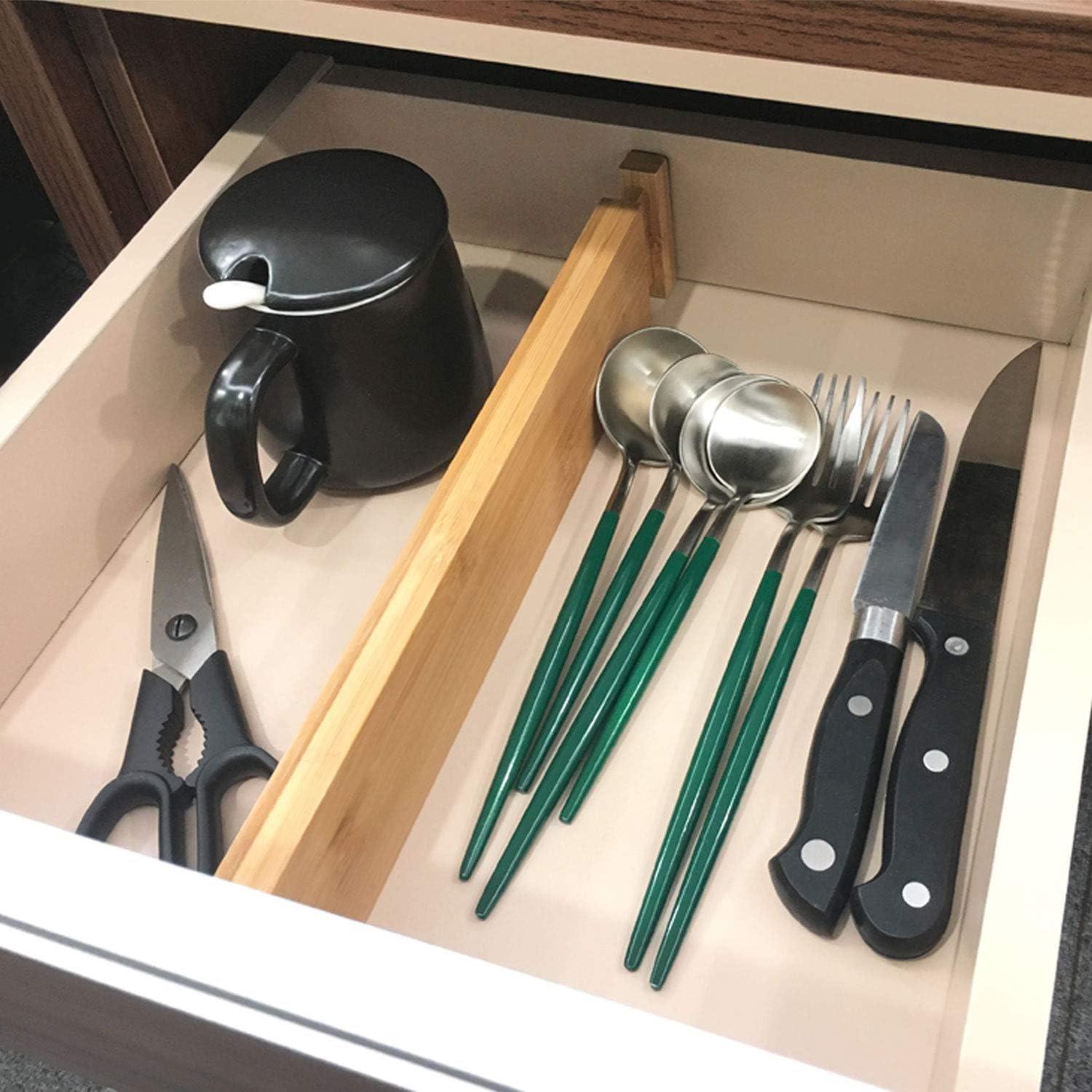 VaeFae 6-Pack Bamboo Drawer Dividers (Fits 15"-18" Drawer Inner Dimensions), Adjustable Expandable Organizer, Multi-Functional for Kitchen, Bedroom, Office & Bathroom