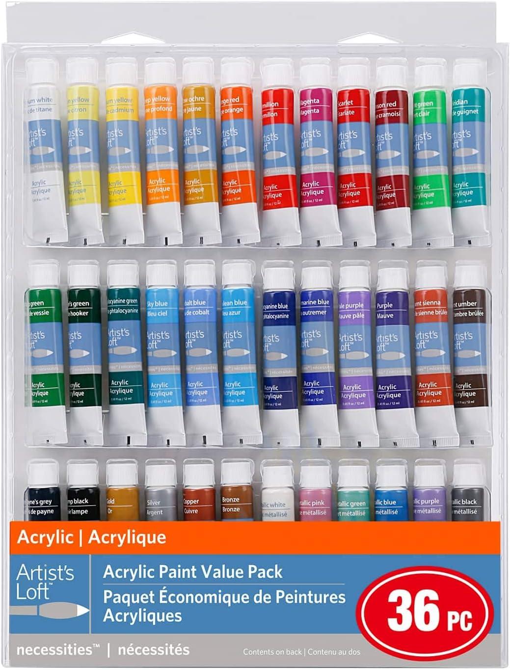 36 Color Acrylic Paint Value Pack with Metallics