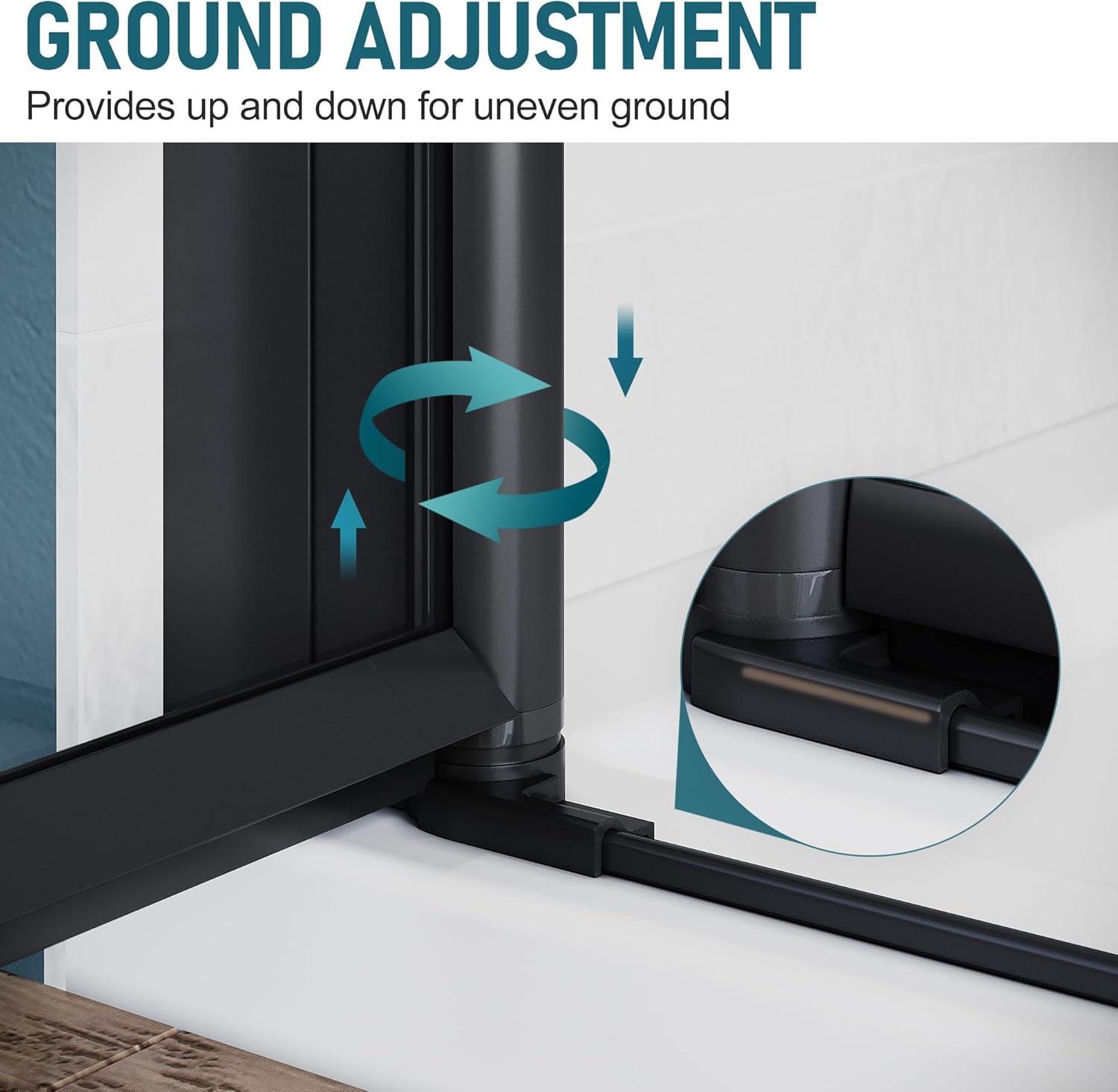 Sunny Shower Bifold Pivot Swing Frameless Shower Door in Black 34 in.W x 72 in.H