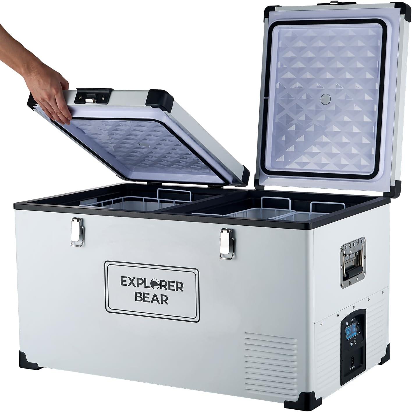 Explorer Bear EX75DB/75DW 79.3QT/75L 12/24V Portable Dual Zone Electric Cooler - Black