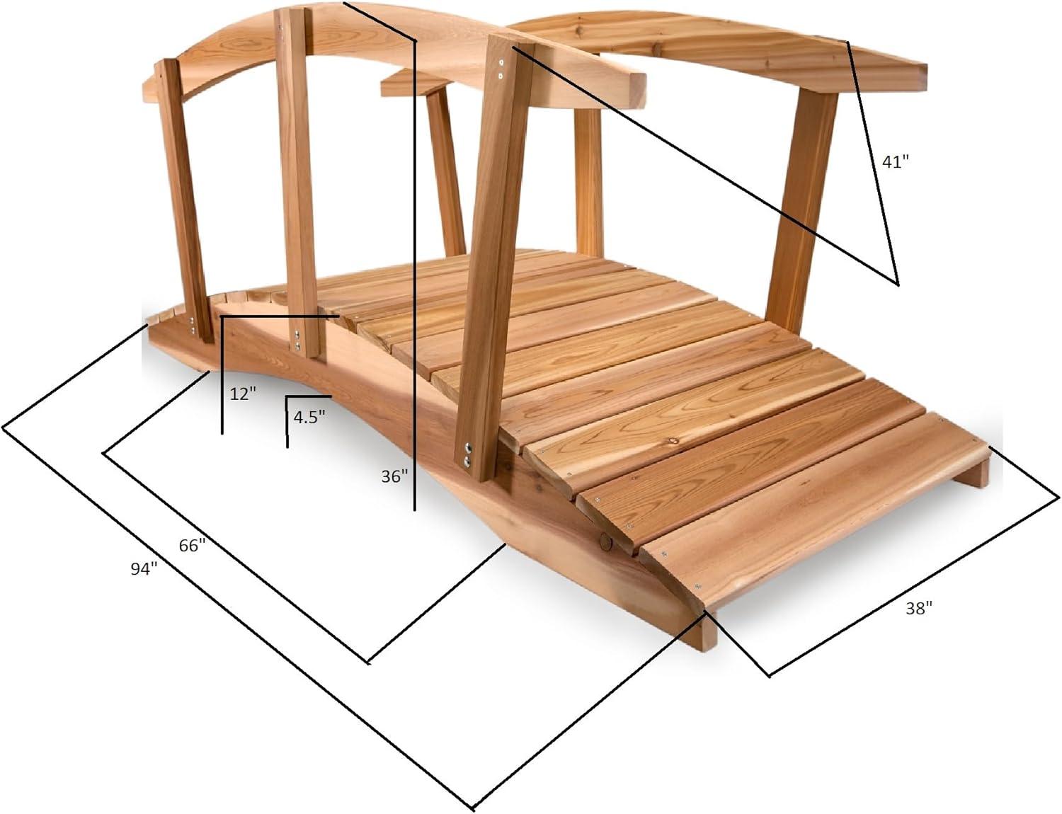 8-Ft Unfinished Cedar Garden Bridge with Side Rails