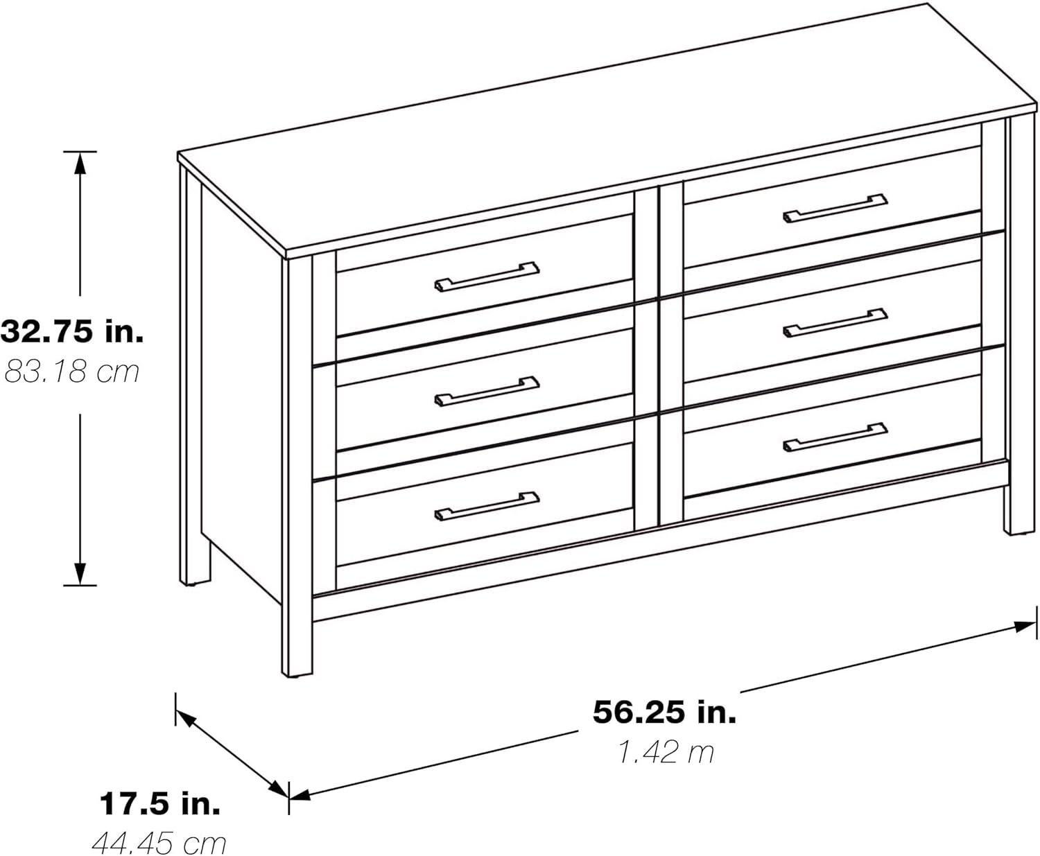 Stonebrook 6-Drawer Horizontal Dresser in Wood Classic Walnut Finish