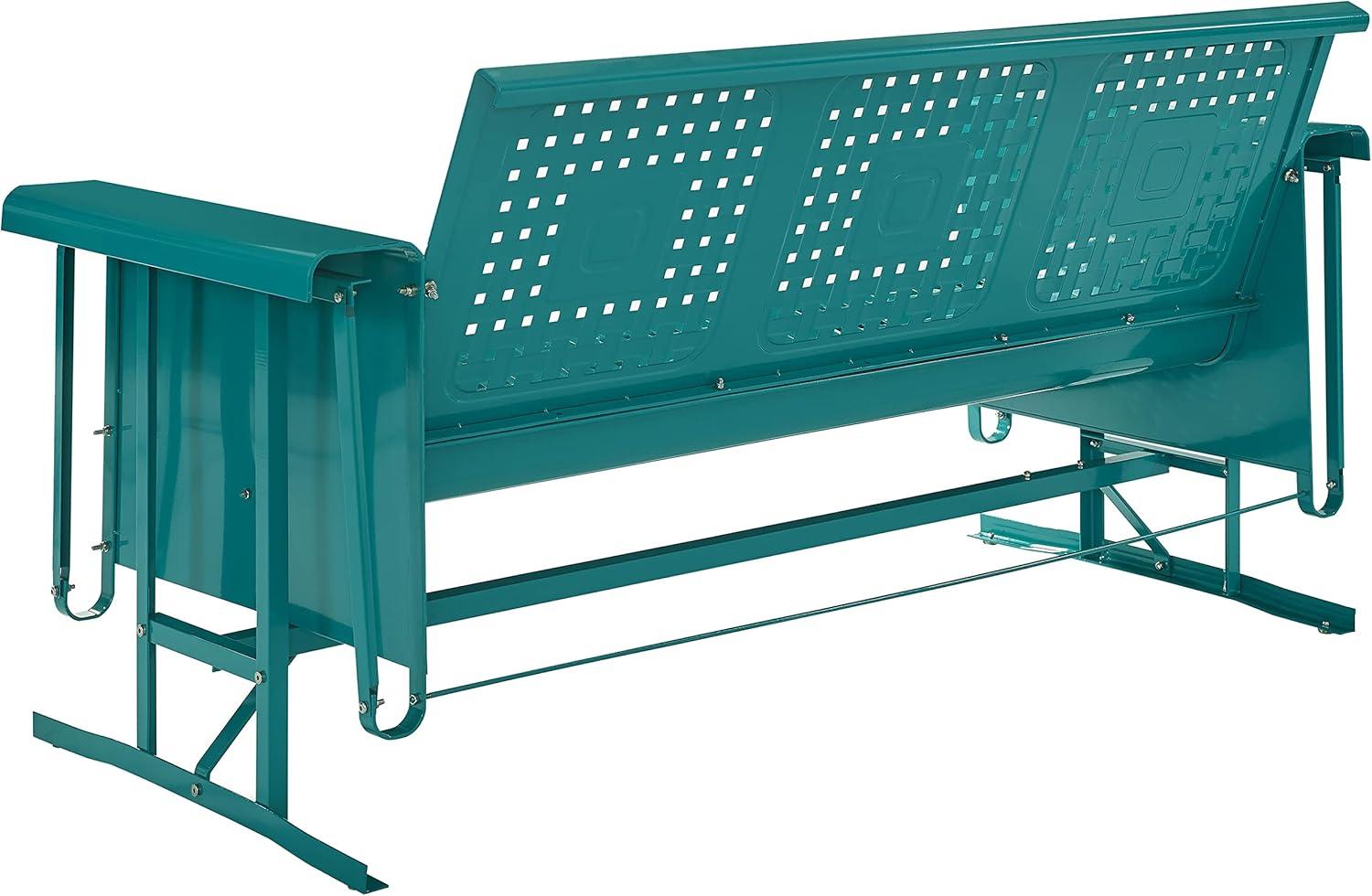 Turquoise Steel Three-Seat Outdoor Sofa Glider