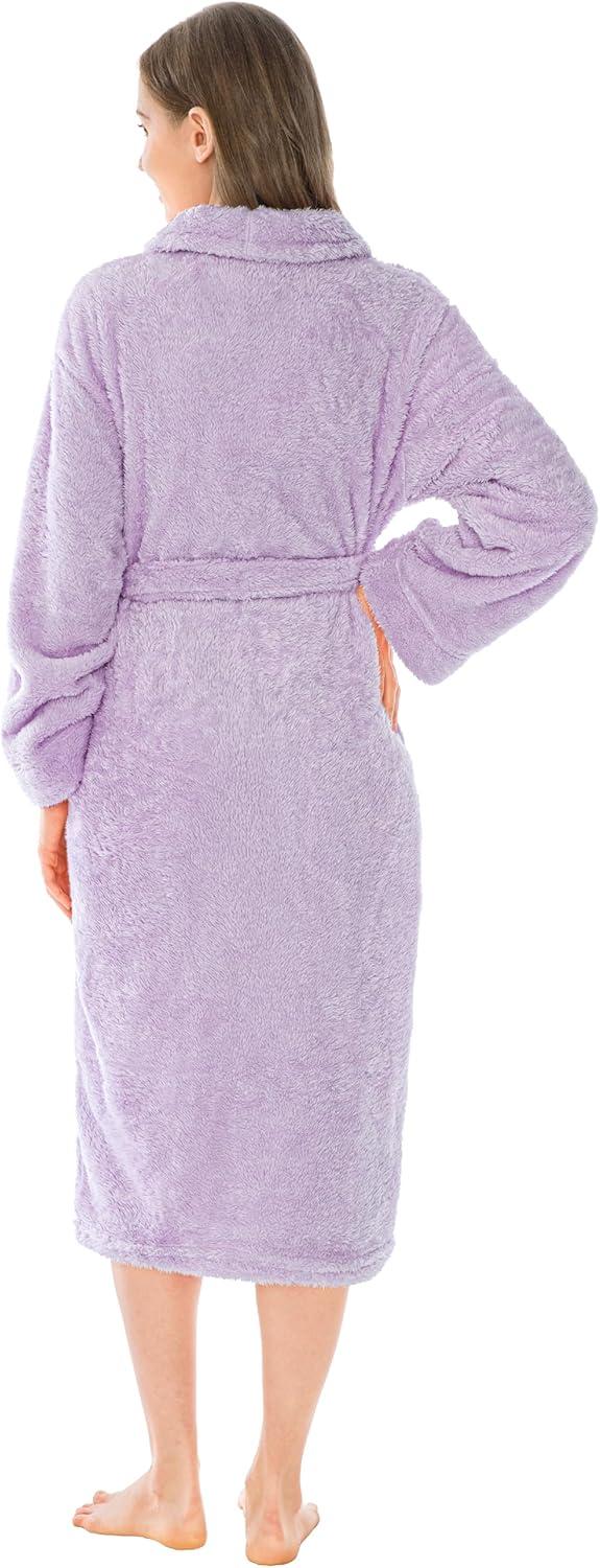 PAVILIA Premium Womens Plush Soft Robe Fluffy Warm, Fleece Faux Shearling Shaggy Bathrobe