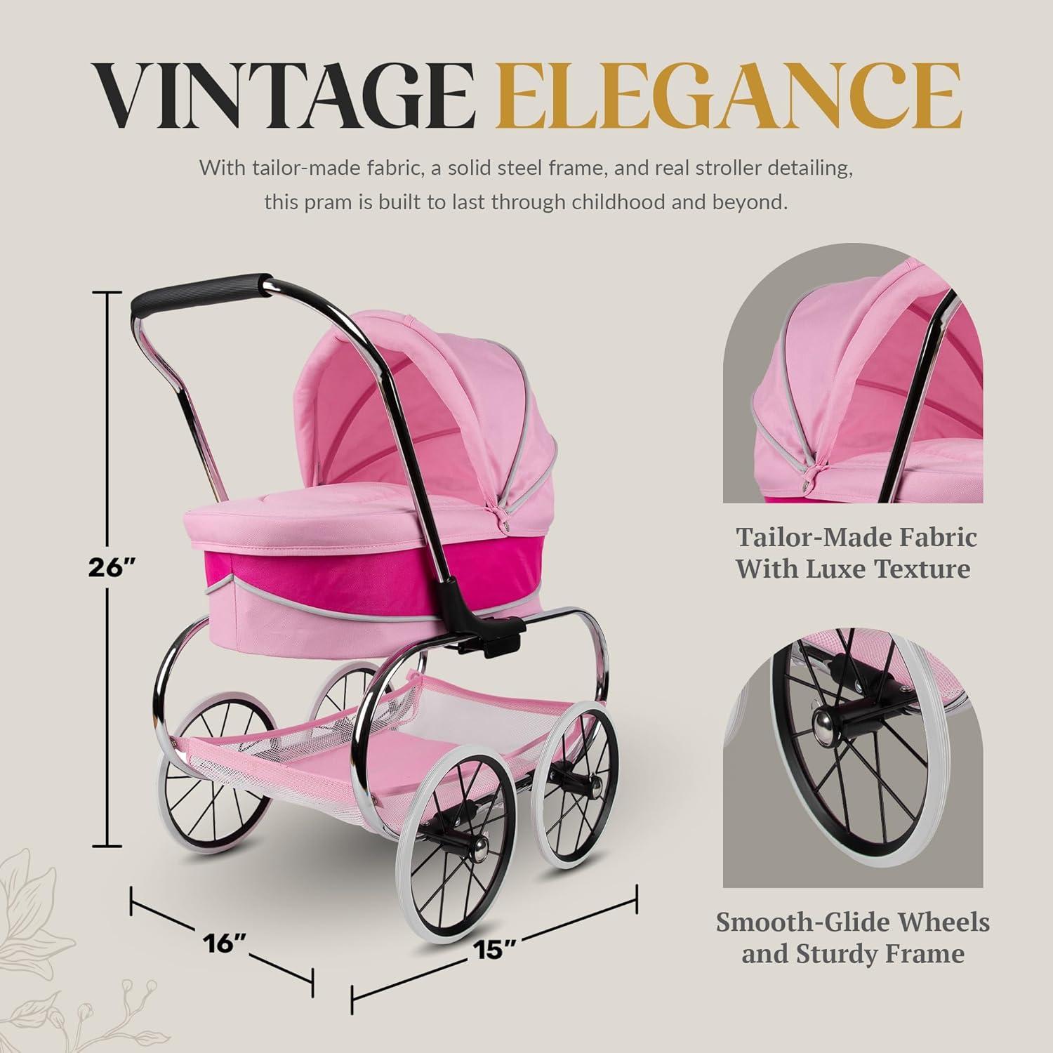 Valco Baby Princess Doll Stroller, High Quality Toy Stroller for Toddlers & Children, Excellent Holiday Gift for Realistic Pretend Play