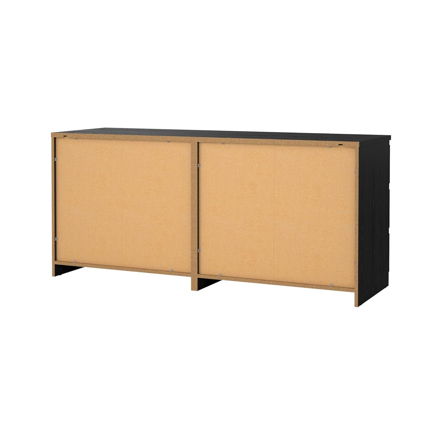 Tvilum Scottsdale 6 Drawer Double Dresser for Adults, Black Wood Grain