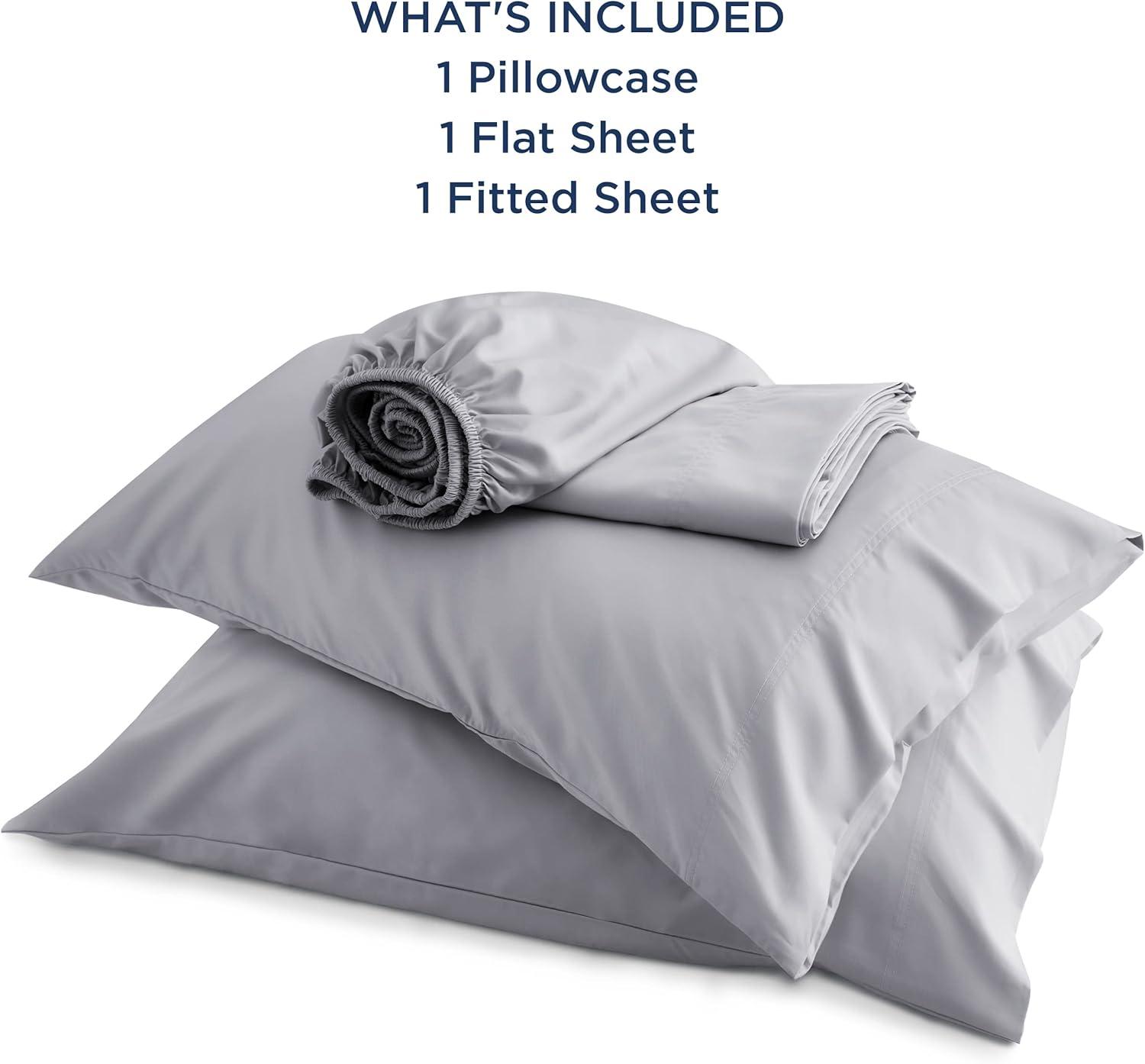 Rayon Derived from Bamboo Sheet Set 3 Pcs Solid Twin Dark Grey - Bedsure