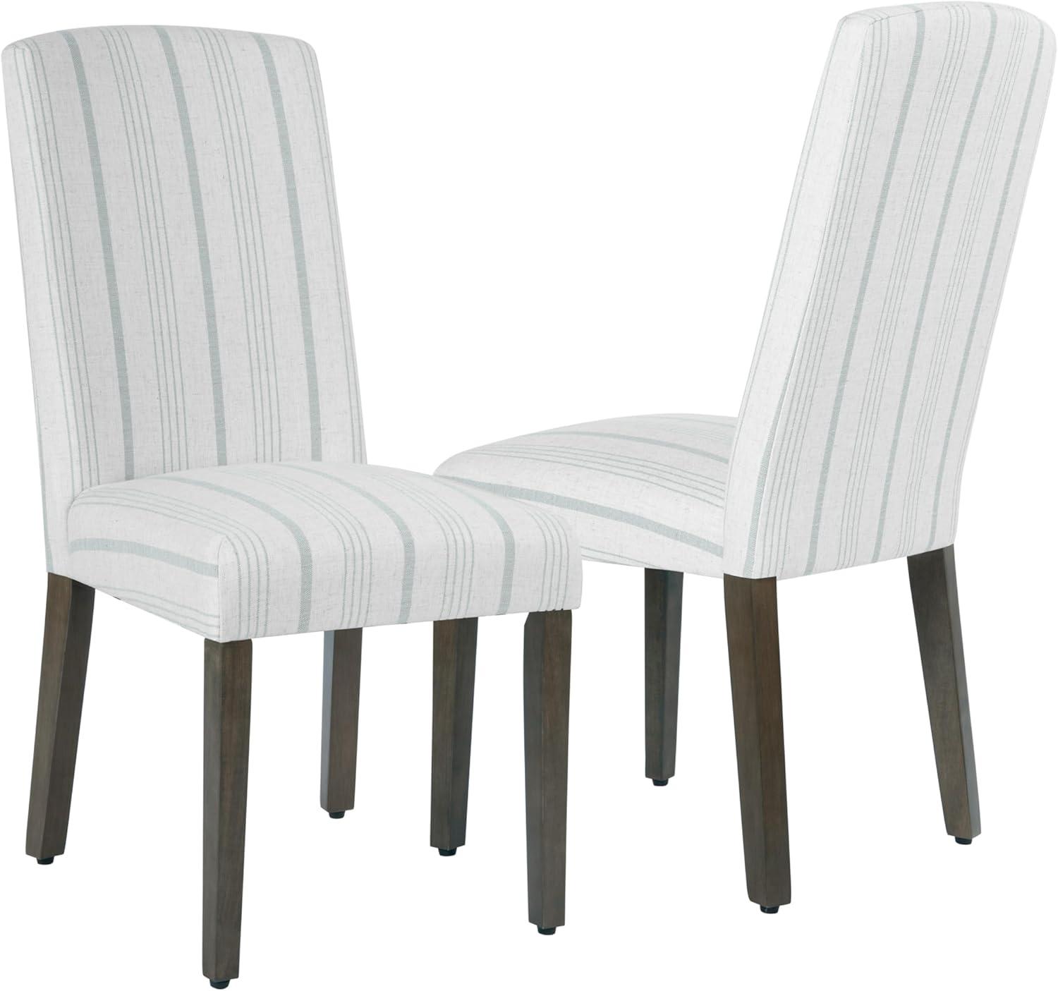 HomePop Set of 2 Classic Parsons Dining Chairs Dove Gray Stripe: Upholstered, Foam-Filled, Wood Legs