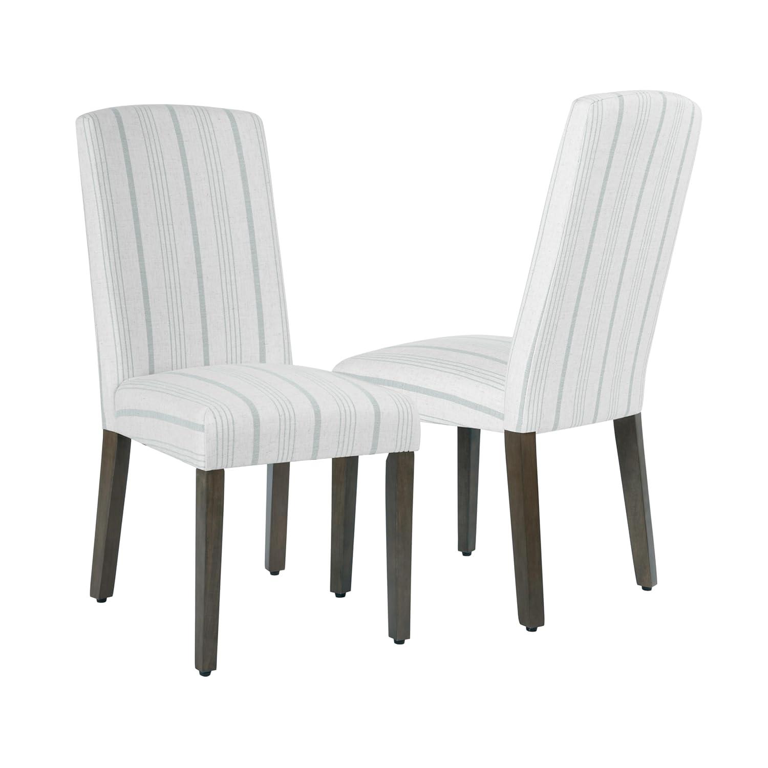HomePop Set of 2 Classic Parsons Dining Chairs Dove Gray Stripe: Upholstered, Foam-Filled, Wood Legs