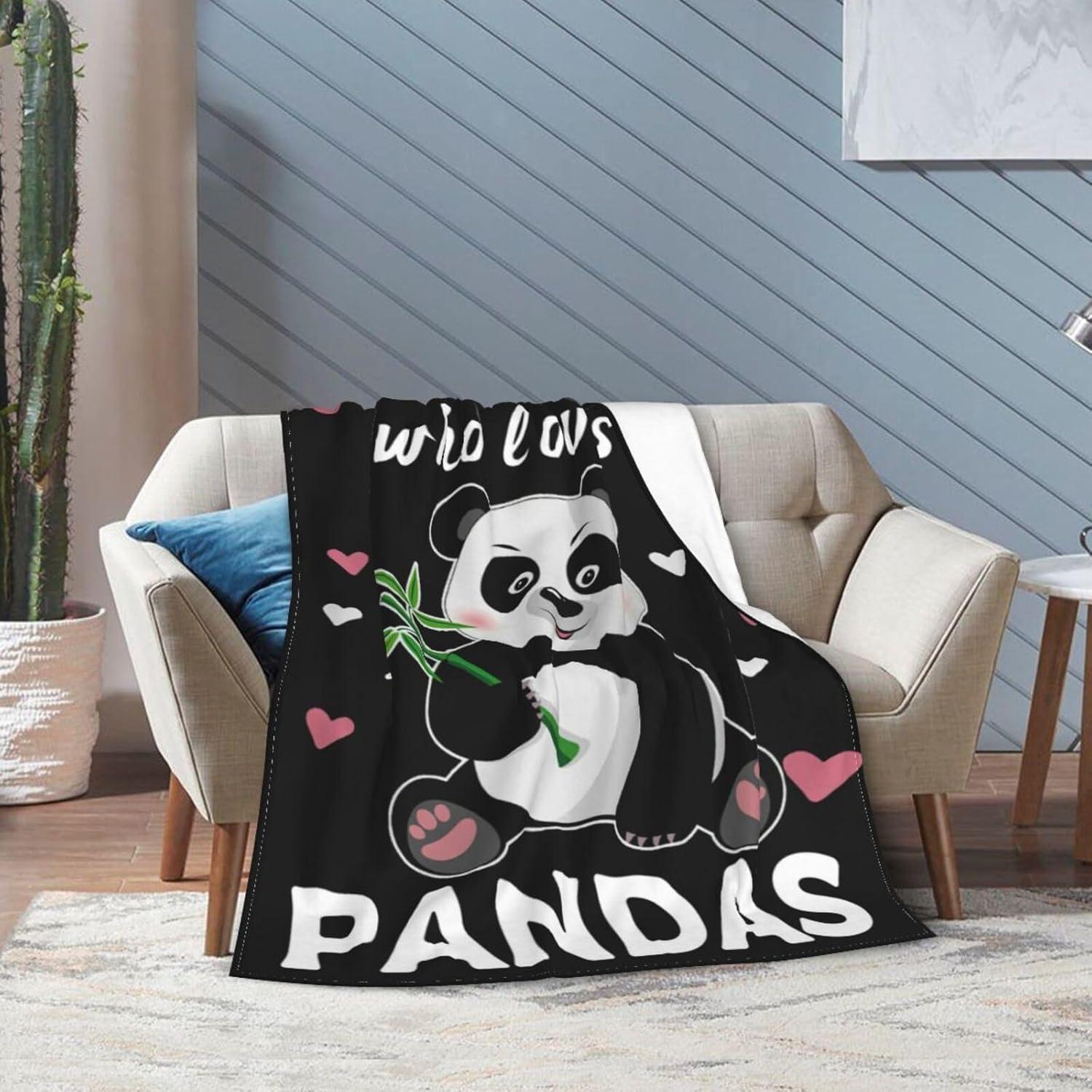 Panda Blanket Cute Panda Plush Throw Blanket Super Soft Cozy Warm Fleece Just A Girl Who Loves Panda Bedding Blanket Gifts for Kids Girls Boys Women 40"X50"