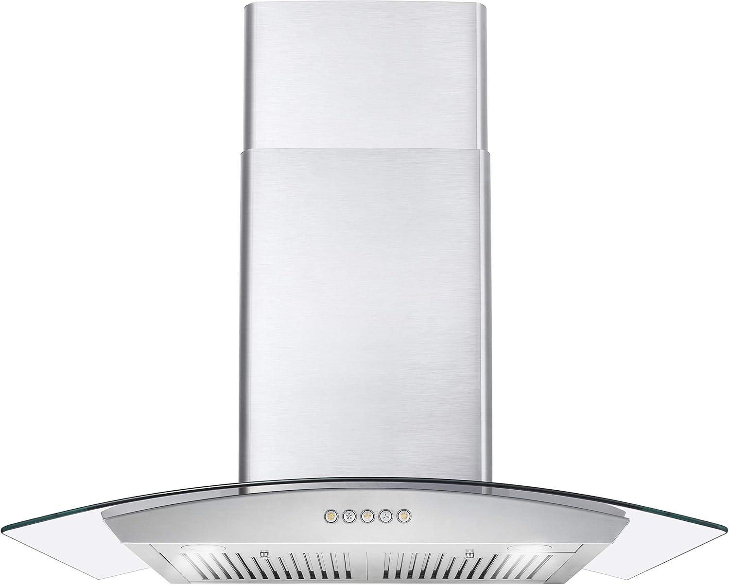 Cosmo 30 in. Ducted Wall Mount Range Hood Kitchen Hood in Stainless Steel with Push Button Controls, LED Lighting and Permanent Filters