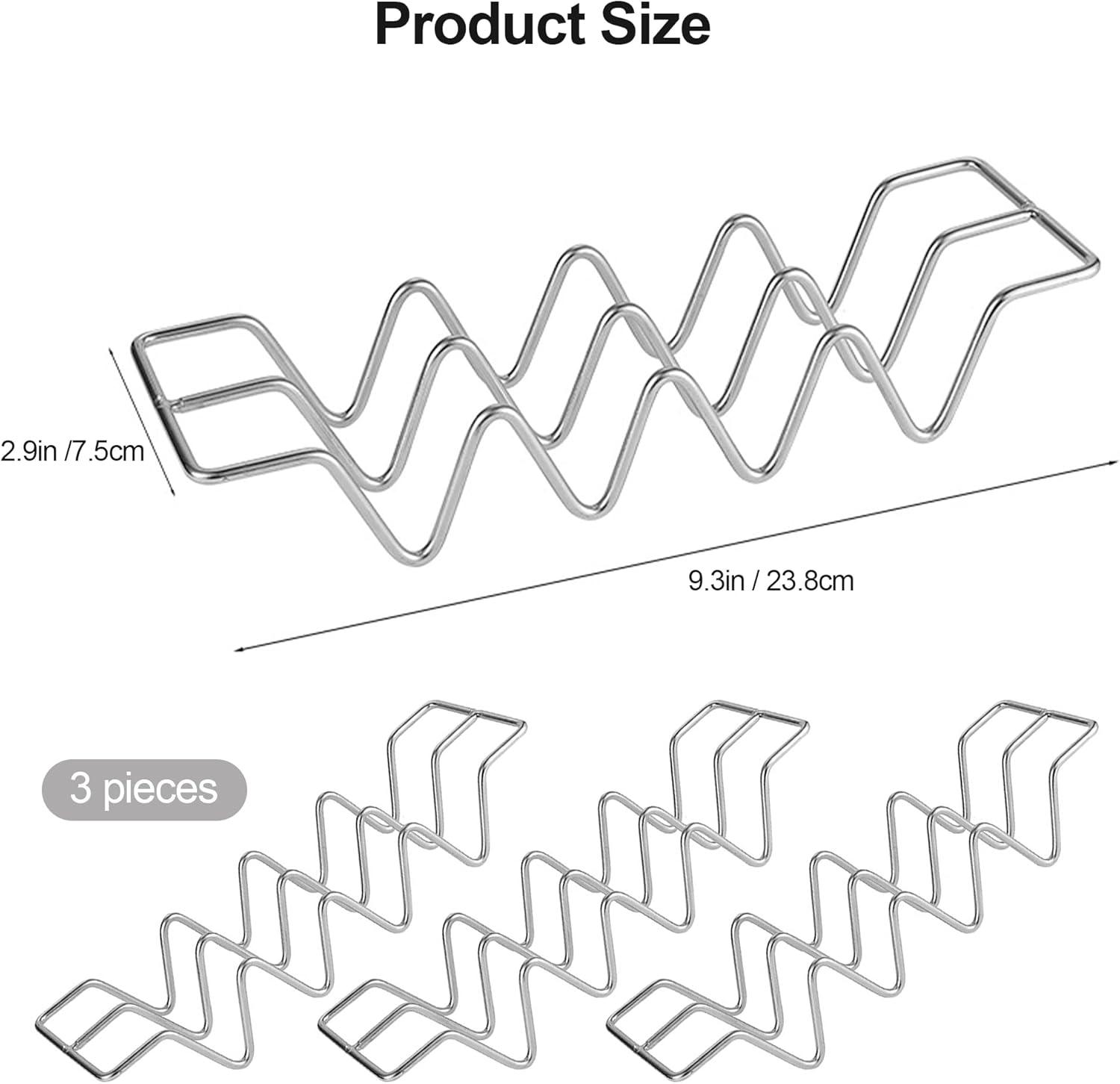 Stainless Steel Burrito Rack,3 PCS Stackable Taco Bracket Plate,Household Easy to Clean Taco Rack,Metal Tortilla Serving Tray,Desktop Taco Holder for Party