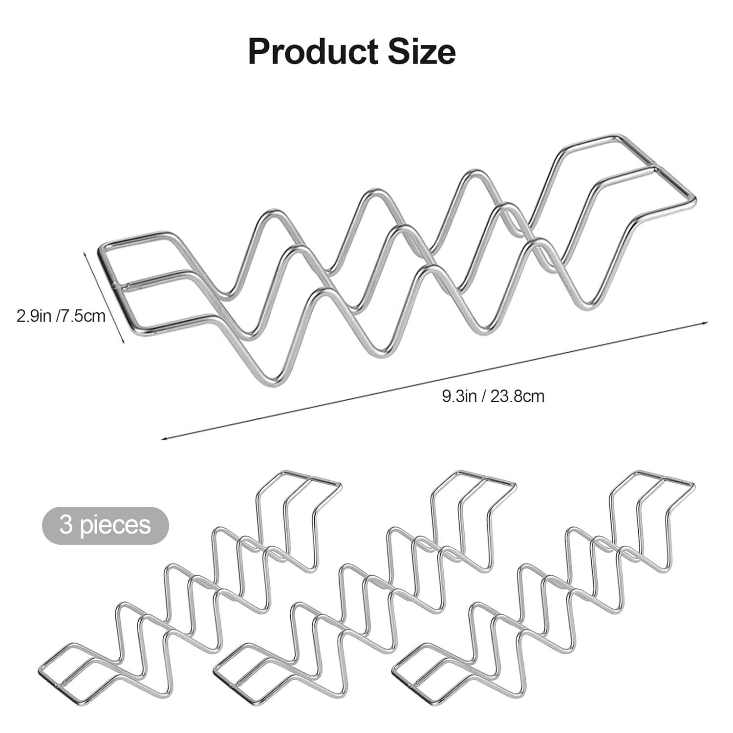 Stainless Steel Burrito Rack,3 PCS Stackable Taco Bracket Plate,Household Easy to Clean Taco Rack,Metal Tortilla Serving Tray,Desktop Taco Holder for Party