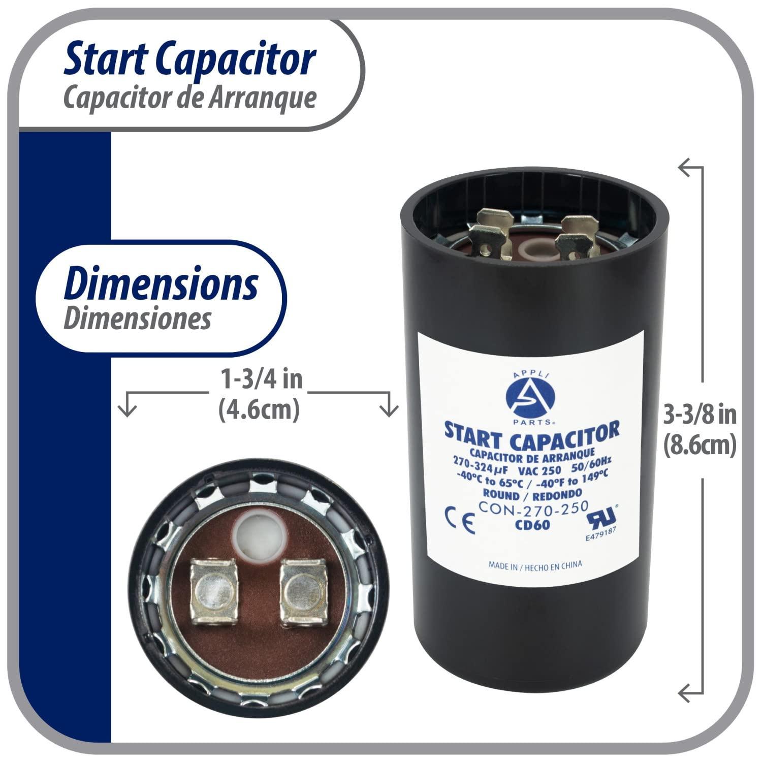 Universal 270-324 Mfd 250 VAC Electric Motor Start Capacitor