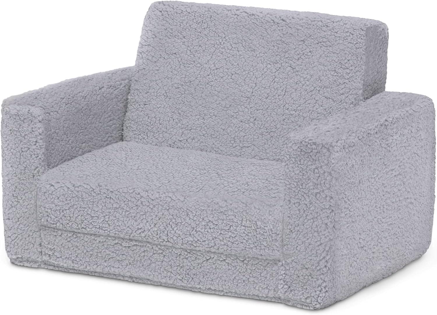 Delta Children Kids' Cozee Flip-Out Faux Shearling 2-in-1 Convertible Chair - Gray