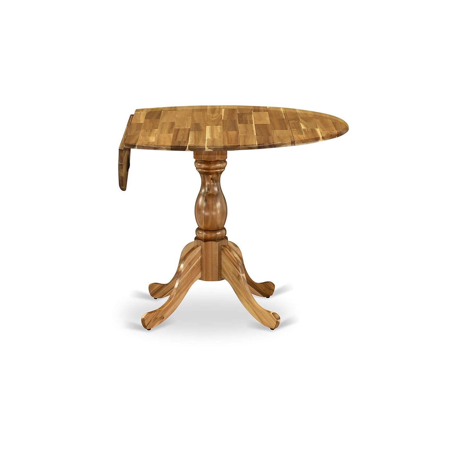 East West Furniture Dublin Wood Dining Table with Pedestal Legs in Natural