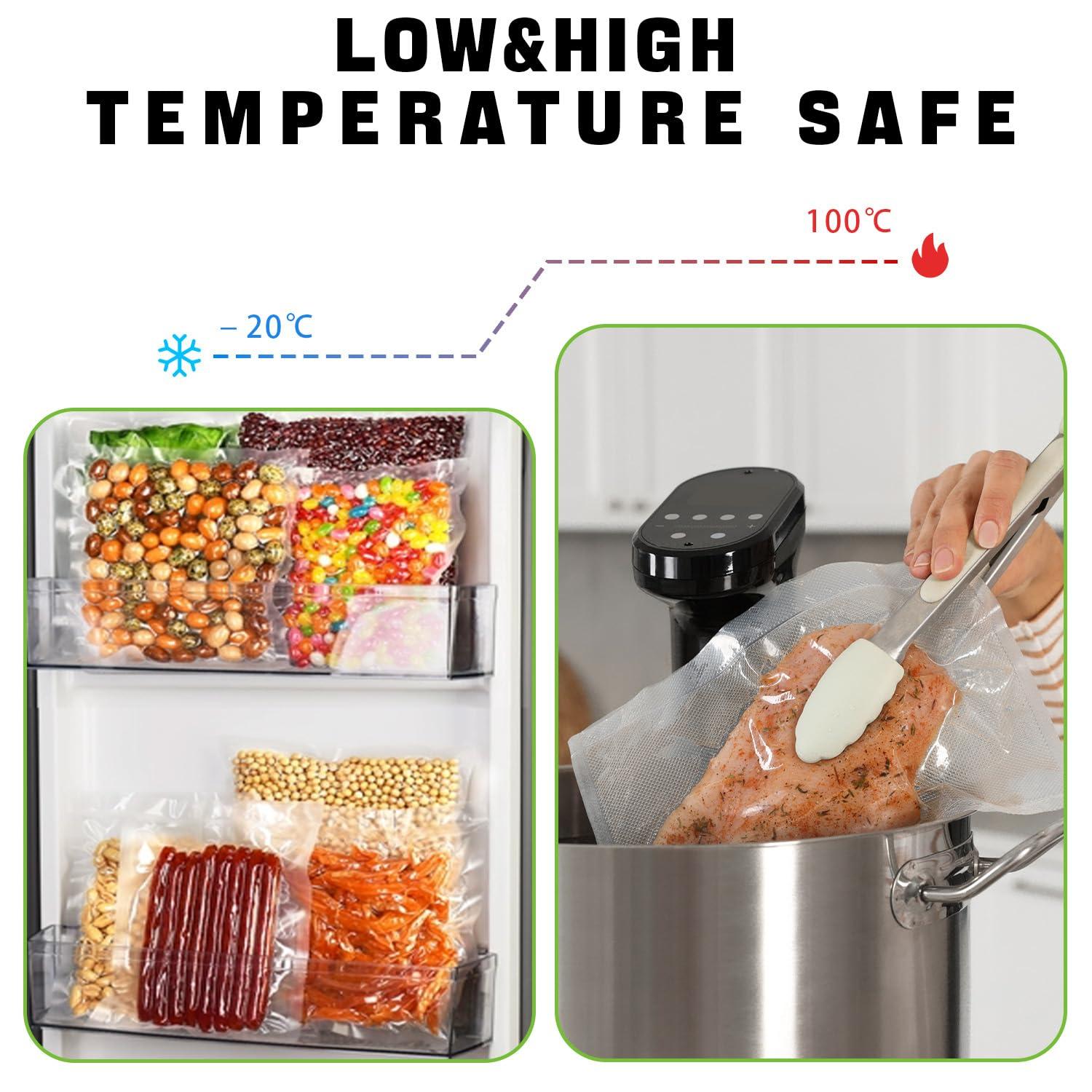 Syntus Vacuum Sealer Bags, 2 Rolls 8" x 50' Commercial Grade Bag Rolls, BPA Free Food Vac Bags for Storage, Meal Prep or Sous Vide