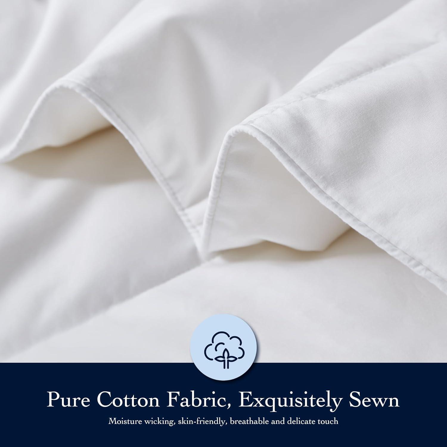 Twin White Cotton Down Comforter with Feather Fill