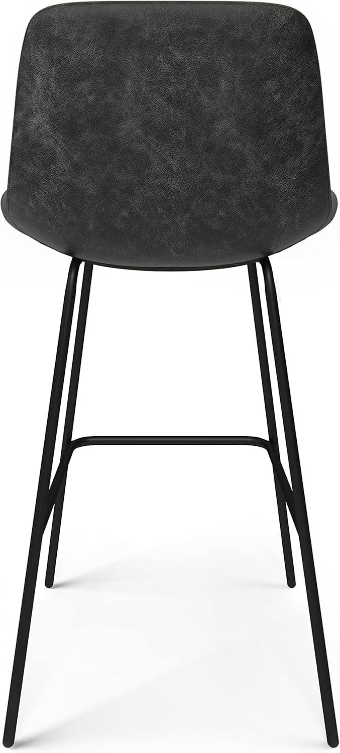 Jolie 28" Distressed Charcoal Grey Faux Leather Bar Stools, Set of 2