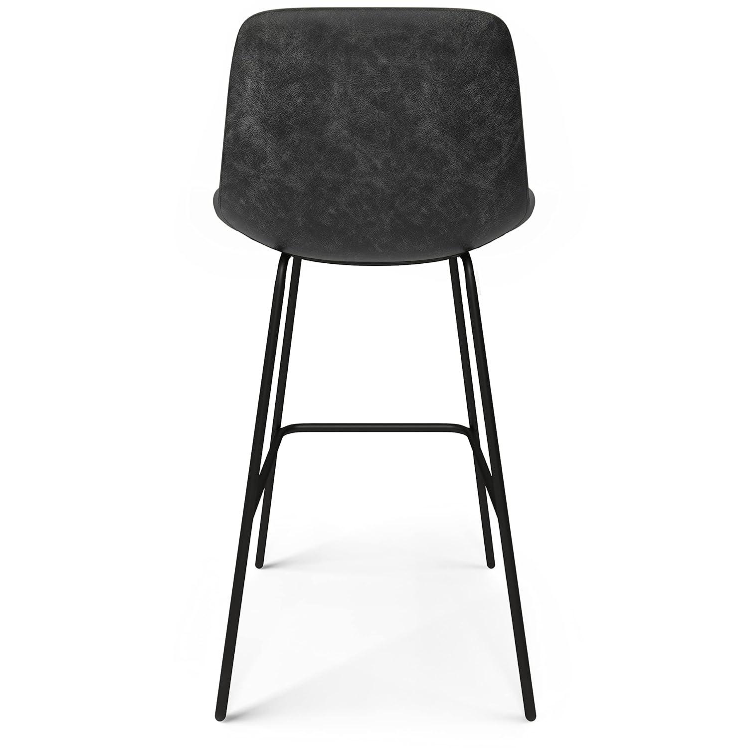 Simpli Home Jolie Upholstered Vegan Faux Leather Contemporary Counter Stool with Padded Bucket Seat and Footrest | Wayfair