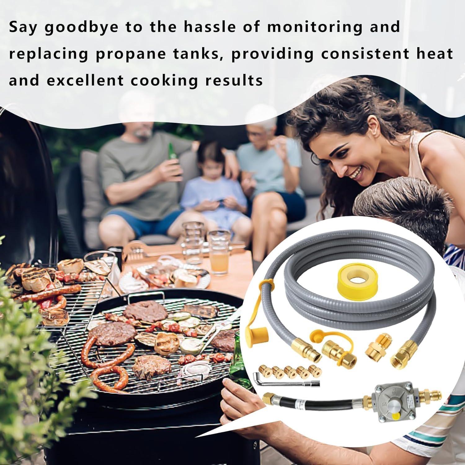 Propane to Natural Gas Conversion Kit Fit for Weber Genesis II 330/335 with NG Regulator, Orifice Kit, and 10' Grill Hose - Convert Your Grill from LP to Natural Gas with an Easy Install!