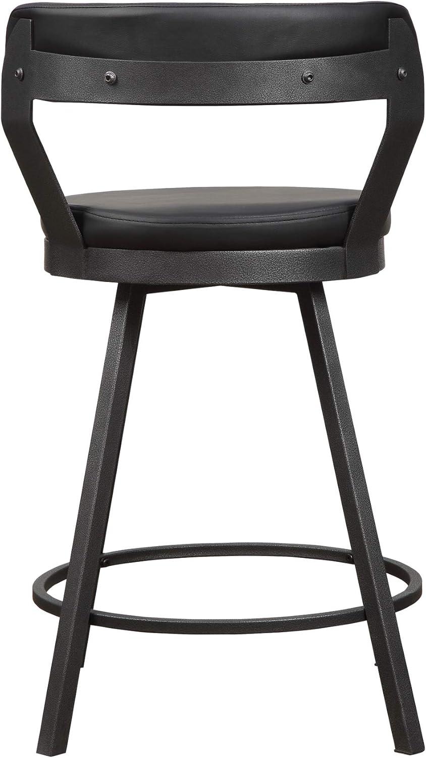 Lexicon Appert Metal Counter Height Swivel Stools in Dark Gray/Black (Set of 2)